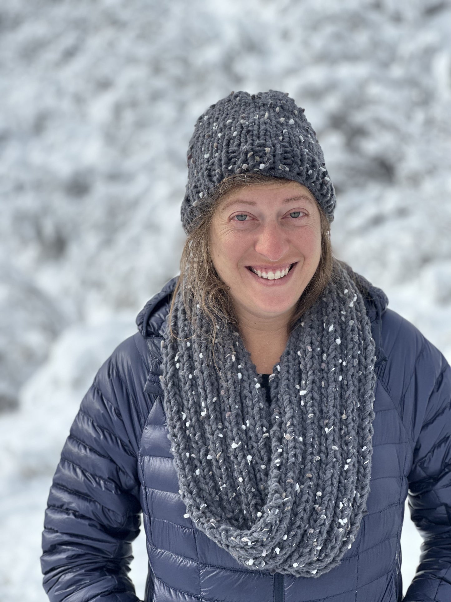 Hand Knit Hat and Infinity Scarf Set