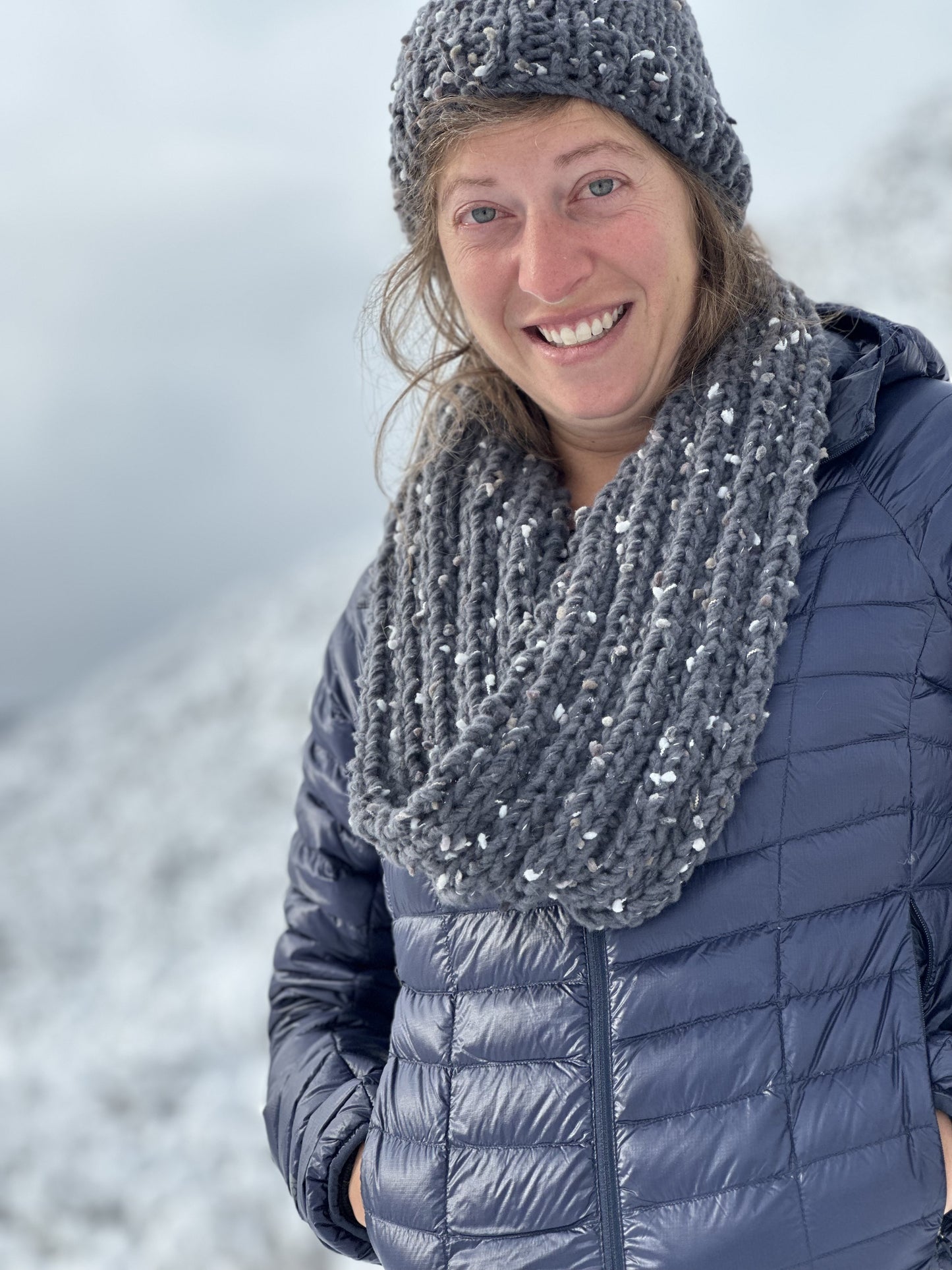 Hand Knit Hat and Infinity Scarf Set