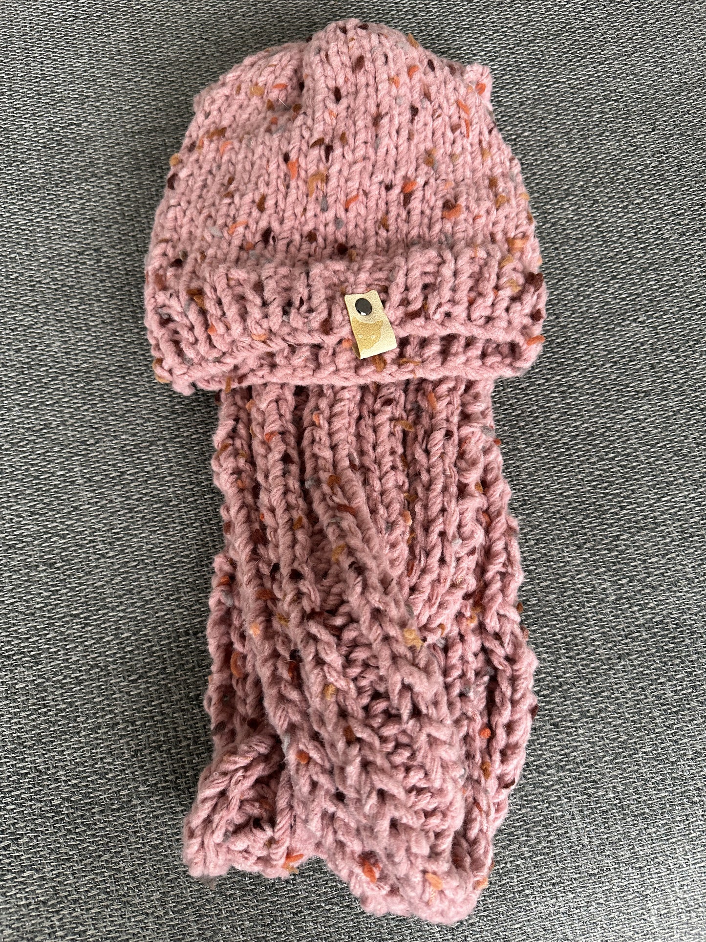Hand Knit Hat and Infinity Scarf Set